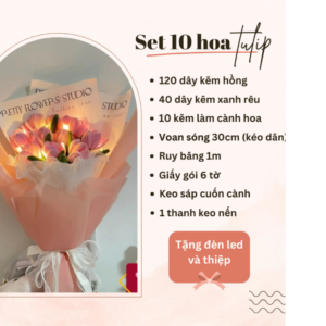 Set nguyên liệu làm hoa kẽm nhung Tulip