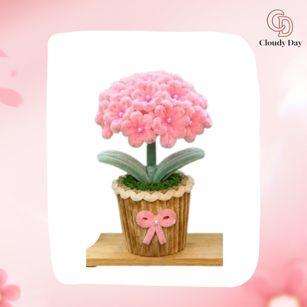 Chậu Hoa Kẽm Nhung Handmade – Mẫu Decor Đẹp Cho Không Gian Sống