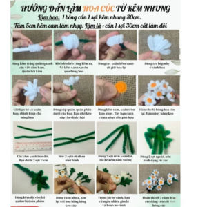 Set nguyên liệu làm hoa cúc trắng (kẽm nhung)