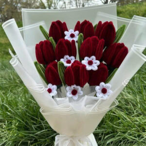 Bó Tulip Đỏ Mix Hoa Cúc Kẽm Nhung