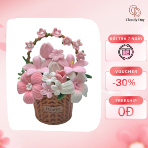 Bó Hoa Len Handmade Cloudy Day - Hoa Tulip & Hoa Ly Đan Len Cao Cấp Làm Quà Tặng Sinh Nhật, Lễ Kỷ Niệm (Tặng Kèm Thiệp)