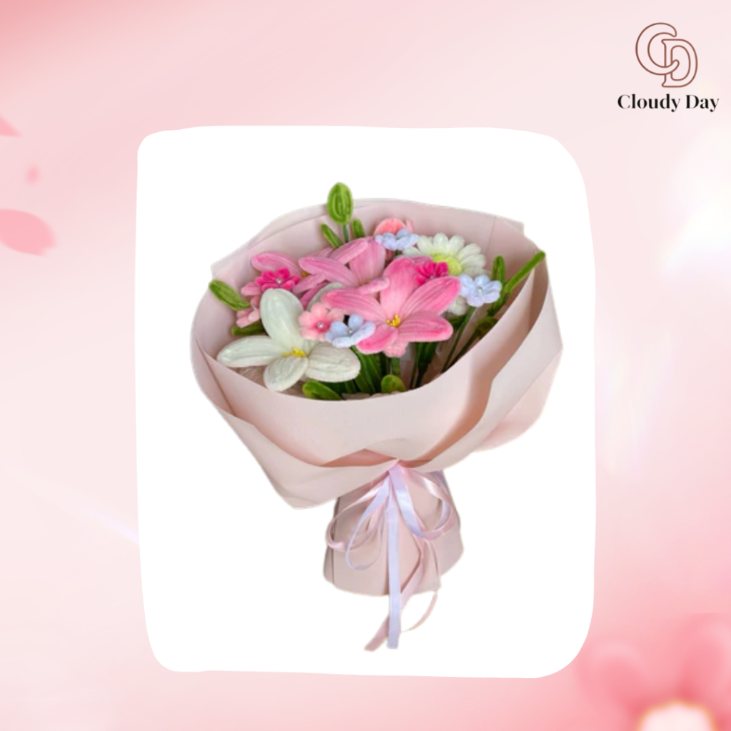 10 Mẫu Bó Hoa Kẽm Nhung Handmade Được Yêu Thích