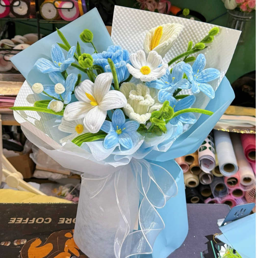Hoa handmade bằng giấy nhún