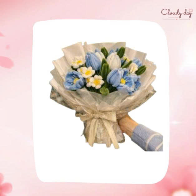 Bó hoa kẽm nhung màu xanh dương