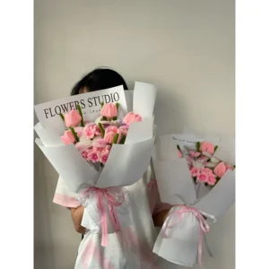 Bó Hoa Kẽm Nhung Cẩm Tú Cầu Tone Hồng Pastel
