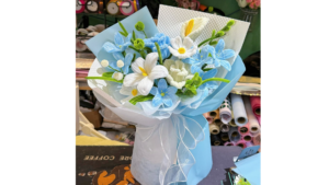 Bó hoa kẽm nhung màu xanh