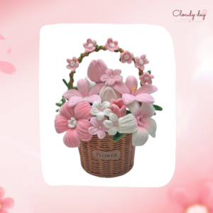 Giỏ hoa tulip hồng kẽm nhung