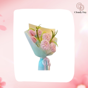 Bó Hoa Kẽm Nhung Handmade Cúc Hồng – Quà Tặng Tinh Tế, Bền Đẹp