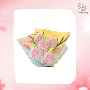 Bó Hoa Kẽm Nhung Handmade Cúc Hồng – Quà Tặng Tinh Tế, Bền Đẹp