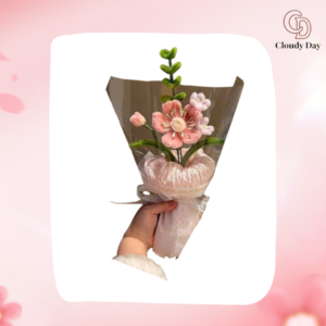Bó Hoa Kẽm Nhung Tone Hồng Kem – Thiết Kế Handmade Cao Cấp