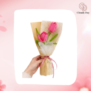 Bó Hoa Tulip Kẽm Nhung 2 Bông – Món Quà Handmade Độc Đáo
