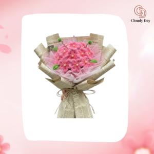 Bó Hoa Kẽm Nhung Handmade Cúc Hồng – Quà Tặng Tinh Tế, Bền Đẹp